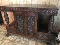 51" x 20" Beautiful Hand-Carved Wood Buffet