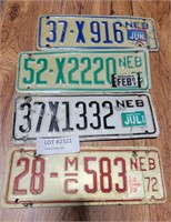 APPROX 4 ASSORTED NE MOTORCYCLE LICENSE PLATES