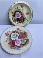Pair of Hand Painted Decorative Rose Flower Plates