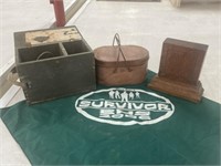 Wood Bookend, Lunchbox, Military Box