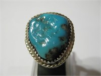 Southwest SS Turquoise Ring - Hallmarked