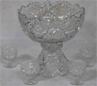 BRILLIANT PERIOD 2 PART PUNCH BOWL, SIGNED