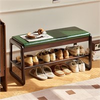 Solid Wood Shoe Bench, 2-Tier Wooden Storage Entry