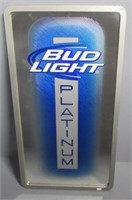 Platinum Bud Light beer mirror. Measures: 30" H x