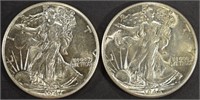 1941 & 1945 WALKING LIBERTY HALF DOLLARS GEM BU