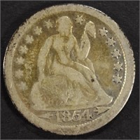 1854-O SEATED LIBERTY DIME FINE