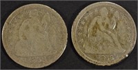 1856 (SCRATCH) & 1858-O SEATED LIB DIMES VG