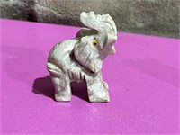 Little Hand Carved Stone Elephant AND Owl
