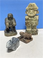 4 Carved Stone Statues