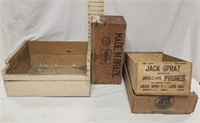 (4) Wood Crates: Brasil, Scobel & Day, Jack Sprat
