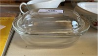 Vintage Pyrex Clear Glass Oval Dish With Lid
