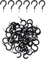 (N) 100 PCS Screw Hooks Black 1-1/4 inch Indoor Ou