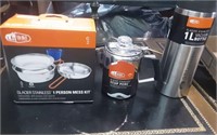 GSI 1 Person cooking kit, thermos, and coffee perc