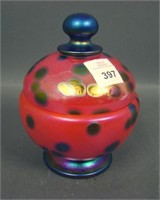 Art Glass Covered Oil Spot Iridised Dresser Jar