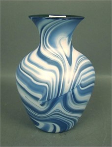 Imperial Blue /Opal Marbelized Lead Luster Vase