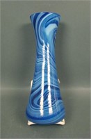 Imperial Glossy Blue Marbelized Lead Luster Vase