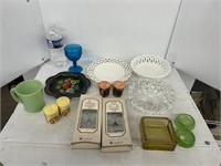 Lot of candles and decorative dish ware