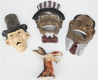 4 Vintage Americana Metal Political Bottle Openers