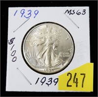1939 Walking Liberty half dollar, gem BU