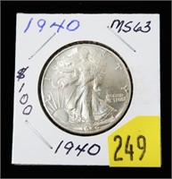 1940 Walking Liberty half dollar, gem BU