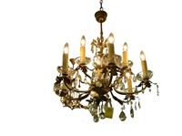 Louis XV style ten light crystal chandelier