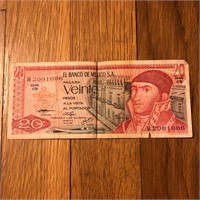 1976 Mexico 20 Pesos Banknote