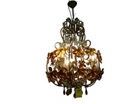 1970’s Amber crystal three light chandelier