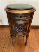 Carved Wood Marble Cylinder Cabinet