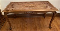 Spiderweb Cane Chippendale Bench Coffee Table
