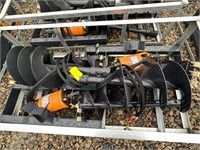 Skid Steer Post Hole Digger & QTY 2 Augers-NO RESE