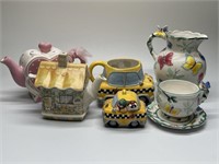Heart Shaped Teapot, Butterfly Themed Pitcher and