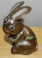 Vintage Cloisonne Rabbit Figure, 3 inches tall