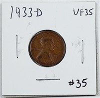 1933-D  Lincoln Cent   VF-35