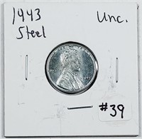 1943  Lincoln "Steel" Cent   Unc