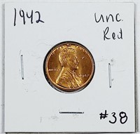 1942  Lincoln Cent   Unc Red