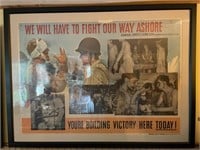 Framed wartime poster