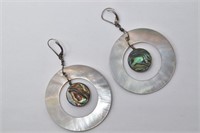 Pair of Abalone Earrings w/ Sterling Silver Hooks