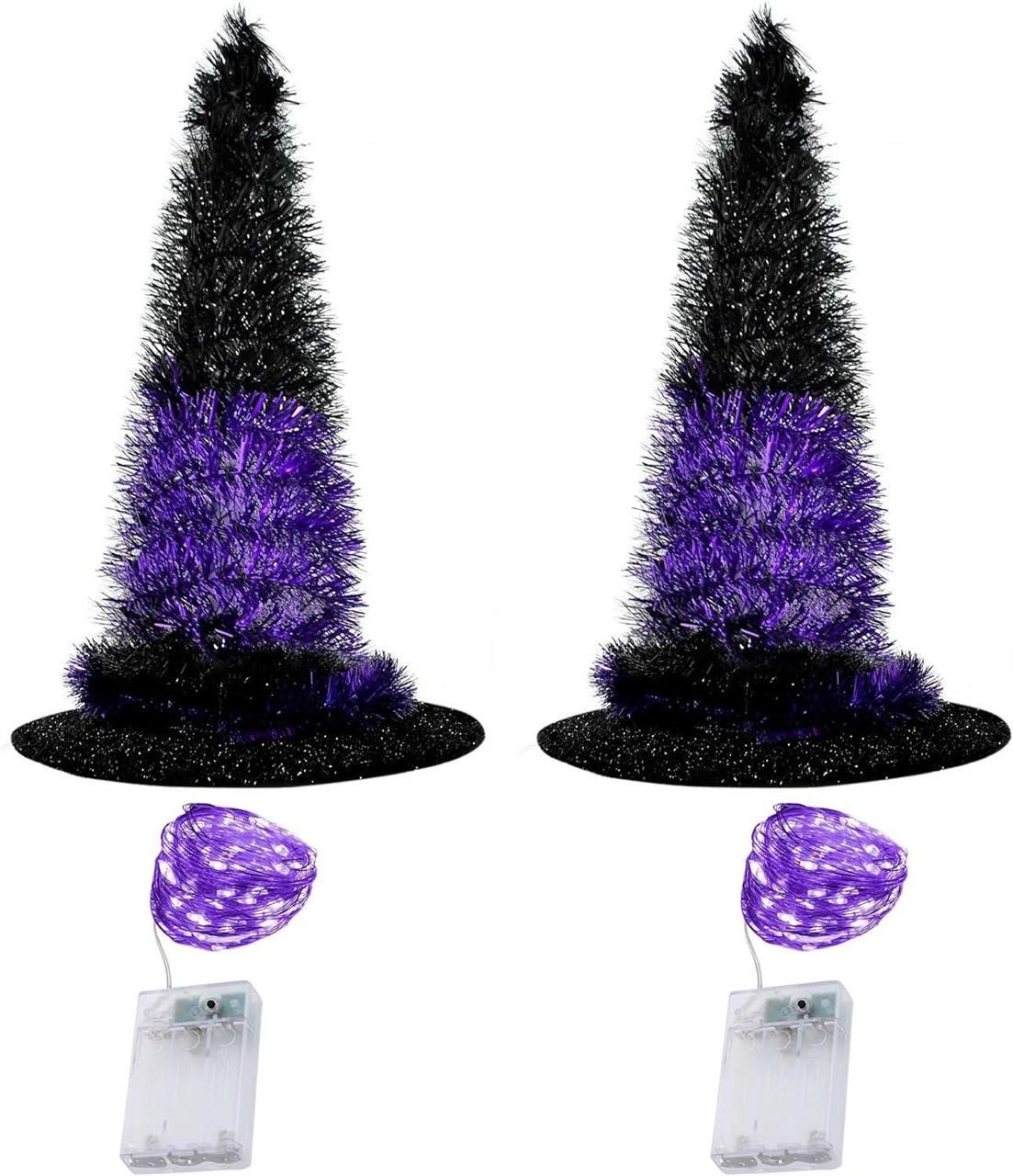 2PCS LED Witch Hats Halloween Decor