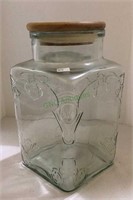 Glass 1 gallon canister jar with lid.     1492