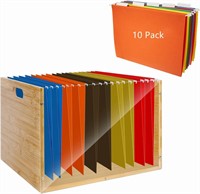 Acrylic Bamboo File Organizer w/10 Folders
