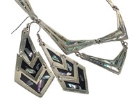 Sterling Abalone Necklace & Earrings 32.3g TW