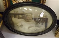 Antique Oval Convex Glass Framed Baby Picture