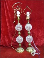 (2)Vintage crackle glass table lamps.