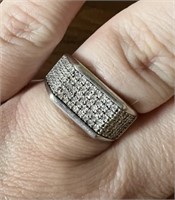 Silver & Diamond Mens size 12 Wedding Ring
