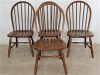 4- Oak Windsor-Style Dining Chairs