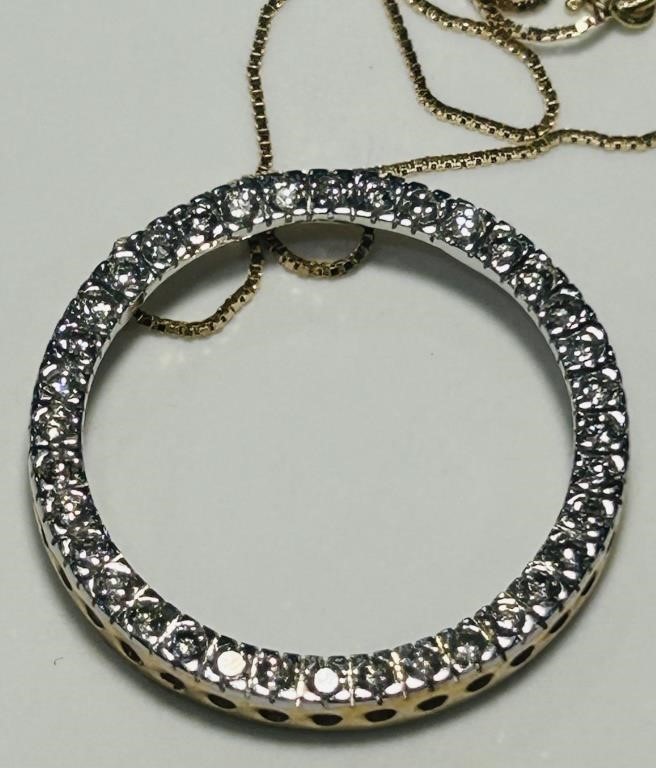 10KT YELLOW GOLD DIAMOND PENDANT WITH 18 INCH