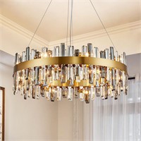 Siljoy Modern Crystal Chandeliers, 16 Lights Brass