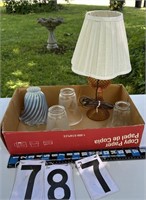 15” amber table lamp, 1 Candy stripe shade