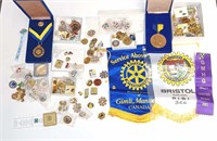 Large Collection of Rotary Buttons & Pin Backs