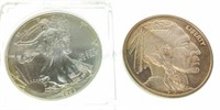 Buffalo Silver 1oz. Round & 1993 Liberty Dollar
